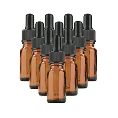 Afbeelding van SKYPRO 10Pcs Amber Glas Druppelflesjes Met Zwarte Doppen, 10ML Oogdruppelaar Flessen Voor Essentiële Oliepipet Hervulbaar