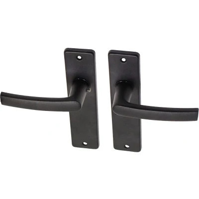 Afbeelding van Zwarte deurklinken met blind schild aluminium blokmodel Per Set