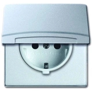 Afbeelding van Abb busch jaeger wandcontactdoos randaarde kd kv inbouw ip44 a w aluminium 2cka002064a0293