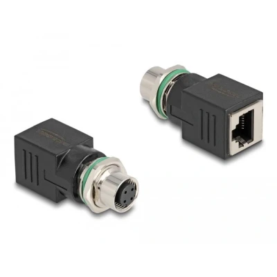 Afbeelding van Delock M12 Adapter D kodiert 4 Pin Buchse zu RJ45 gerade HQ p