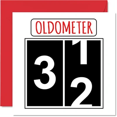 Afbeelding van Leuke 32e verjaardagskaarten voor mannen vrouw Oldometer Happy Birthday Card papa mama zoon dochter broer zus oom tante neef, 145 mm x wenskaarten, verjaardagskaart