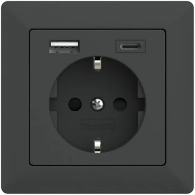 Afbeelding van Met randaarde Antraciet 2USB