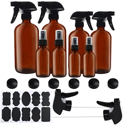 Afbeelding van Belle Vous Amber Glazen Spuitflessen Set (8 Pak) 57 455 ml Geassorteerde Lege/Navulbare Fijne Bemistings Containers met Labels en doppen voor Essentiële Olies, Schoonmaken