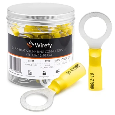 Afbeelding van Wirefy 90 Stuks M12 Kabeloog Kabelschoenen Krimpkous Auto&#039;s Rond Connector Kit Geïsoleerd 4 6 mm²