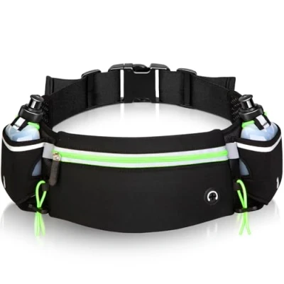 Afbeelding van Hardloopriem Met Bidons Running Marathon Trailrunning +2 ✮FLUORESCERENDE✮ Hydratatie Heren Vrouwen Groene Levenslange Garantie Belt Flesjes Reflecterende