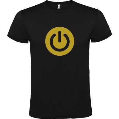 Afbeelding van Zwart T shirt ‘Power Button’ Goud Maat 4XL