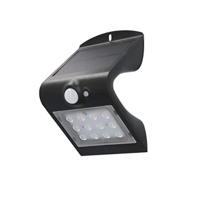 Afbeelding van UNITEC LED zonne wandlamp met 120 bewegingsmelder 1,5 Watt 220 Lumen 4000 K zonnelamp Outdoor spatwaterdicht IP65 zwart energieklasse A++