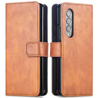 Afbeelding van Samsung Galaxy Z Fold 4 Hoesje Kunstleder iMoshion Bookcase Bruin Telefoonhoesje