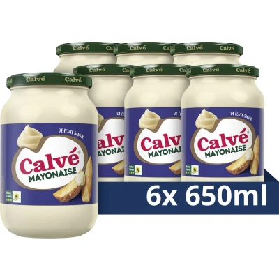 Afbeelding van Calvé Mayonaise De Échte met plantaardige olie en eieren 3 sterren Beter Leven keurmerk 6 x 650 ml