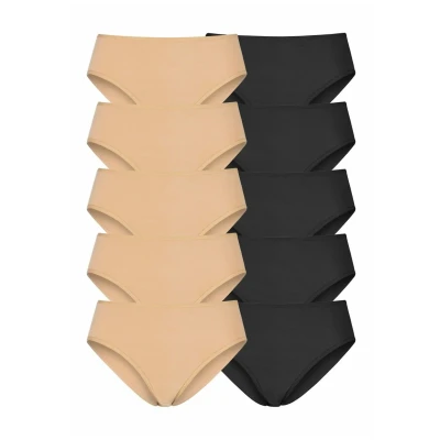 Afbeelding van Lascana 10 PACK Slip, Dames, Maat: 32/34, Beige + schwarz