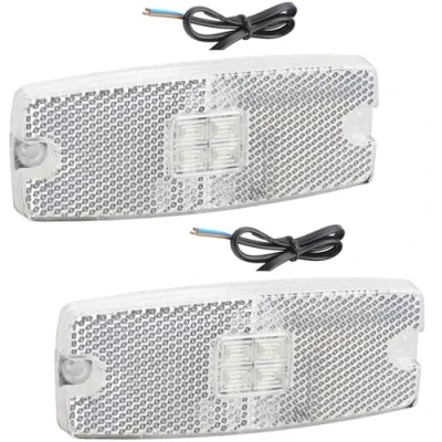 Afbeelding van ETUKER 2 x witte zijmarkeringslichten, led, 10 30 V, ECE waterdicht, positielichten voor auto, vrachtwagen, aanhanger, bestelwagen, caravan, camper