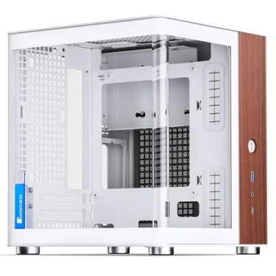 Afbeelding van Jonsbo TK 0 PC Gehäuse, Mini Tower, ITX, Tempered Glass, Holz weiss (Mini ITX), behuizing, Wit