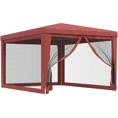 Afbeelding van VidaXL Partytent met 4 mesh zijwanden 3x4 m HDPE rood