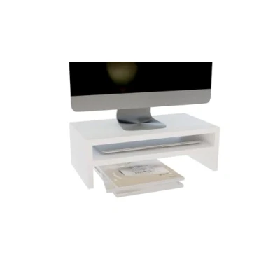 Afbeelding van ComfortCove Monitorstandaard, 2 laags Computermonitor Verhoger, Laptopstandaard, Computerstandaard, Printerstandaard met Opbergplank, ideaal voor je Thuiskantoor, Wit