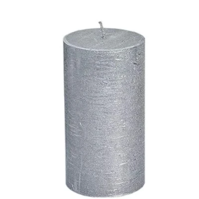 Afbeelding van Kerstkaars rustiek 70/130 metallic silver
