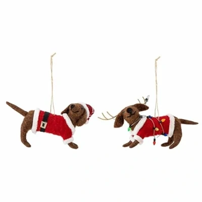 Afbeelding van Bloomingville Monty kerstornament 2 delig Bruin rood