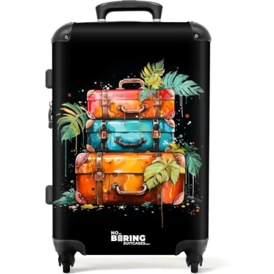 Afbeelding van NoBoringSuitcases.com® Koffer groot Rolkoffer lichtgewicht Stapel koffers als street art Reiskoffer met 4 wielen Grote trolley XL 20 kg bagage