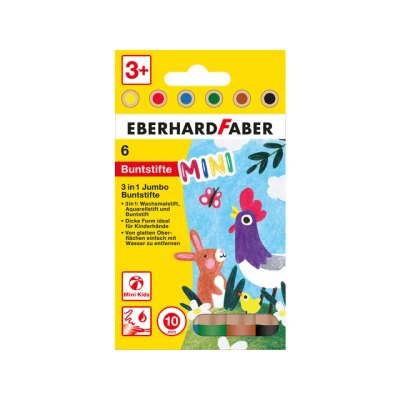 Afbeelding van 6x Kleurpotlood Eberhard Faber 3in1 6st. extra dikke kern van 10mm