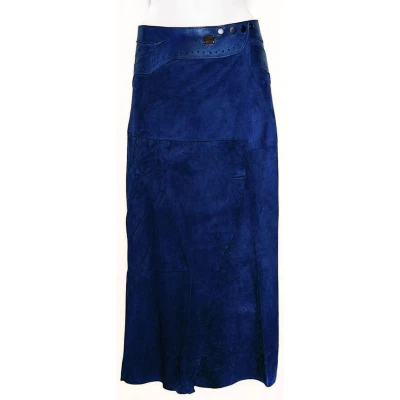 Afbeelding van Doenya maxi omslagrok suede Inlay (blauw)