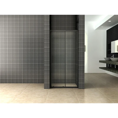 Afbeelding van Wiesbaden Skyline schuifbare nisdeur 1100x2000 mat zwart 8mm NANO