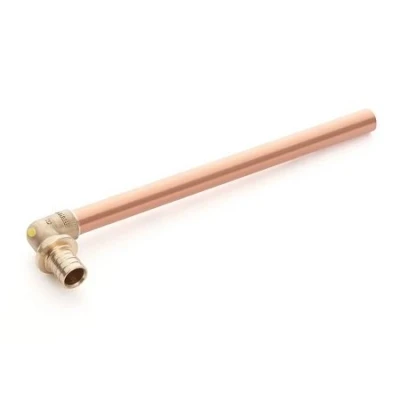 Afbeelding van Rehau rautitan lx fitting koper overgangskoppeling 16mm x 12mm buis vernikkeld 100mm haaks schuif 11681801001