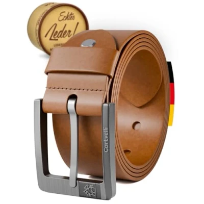 Afbeelding van Cartvelli leren riem heren bruin 105 cm volnerfleer 40 mm echt leer Made in Germany kortbaar Leather Belt men brown cuero voor jeans, pak &amp; chino cadeau mannen