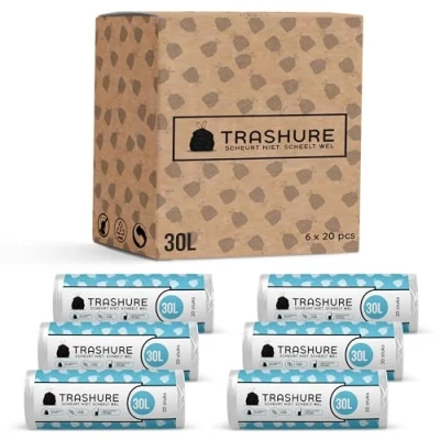 Afbeelding van Trashure Vuilniszakken 30 L Code O Geschikt voor Brabantia prullenbak 6 rollen x 20 stuks