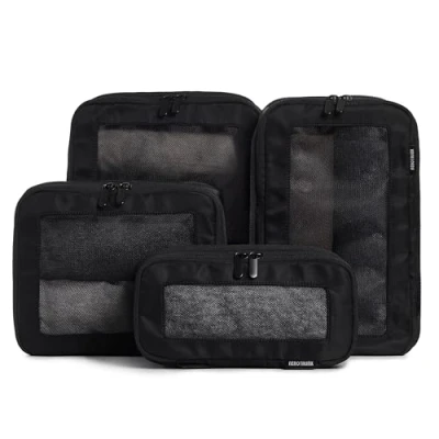 Afbeelding van Aerotrunk Compressieverpakkingskubussen voor koffers dubbele rits compressie bagageorganisatoren wasbare reisverpakkingskubussen (4 pack, zwart)