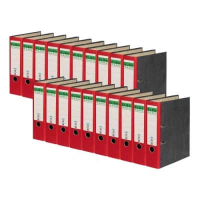 Afbeelding van Elba Rado Recycling Ordner A4, wolkenmarmer, 8 cm breed, rood, 20 stuks