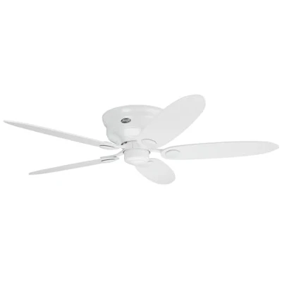 Afbeelding van HUNTER FAN plafondventilator Low Profile 132 cm voor gebruik binnenshuis, met trekkoord en 4 verwisselbare vleugels in de kleur wit esdoorn, optimaal zomer winter, model 24377