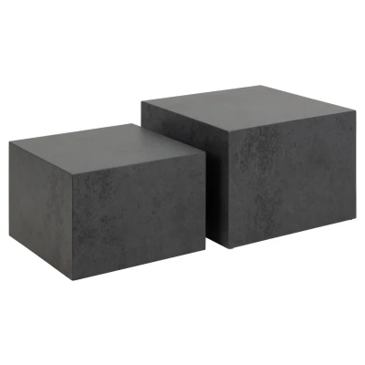 Afbeelding van Hjem Interiors Mondi Vierkante Salontafel Set Oceaan Zwart