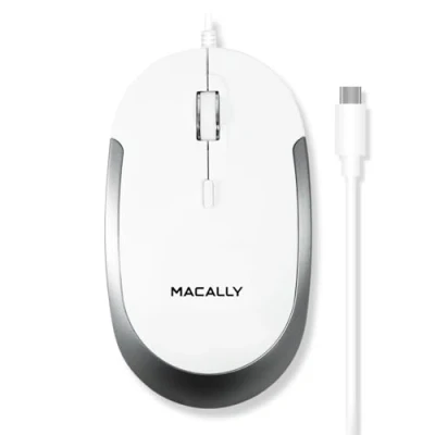 Afbeelding van Macally bedrade USB C muis voor Mac en Windows 3 knops scrollwiel Type Comfortabel tweehandig ontwerp Compacte met optische sensor DPI schakelaar 800/1200/1600/2400