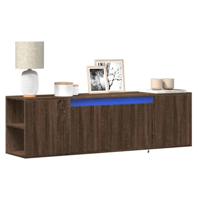 Afbeelding van vidaXL Tv wandmeubel met LED verlichting 135x31x39,5 cm bruin eiken