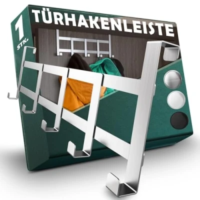 Afbeelding van Menz Deurkapstok van roestvrij staal om op te hangen, ruimtebesparende kledinghaken voor deur, universele deurhakenlijst stabiele deurhaken hangen
