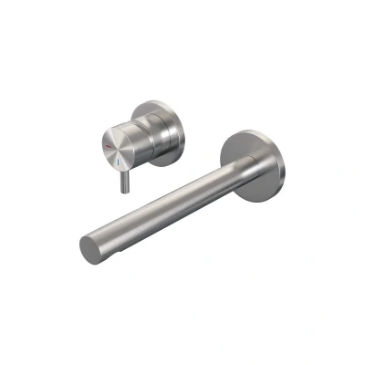 Afbeelding van Brauer Brushed Edition Wastafelmengkraan inbouw rechte uitloop rechts hendel kort smal model B2 PVD geborsteld RVS