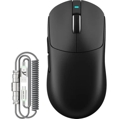 Afbeelding van ATTACK SHARK X8 PLUS Draadloze Gaming Muis met C06 Ultra LED Kabel, 55g SUPERLICHT, Voor Grote Handen, PixArt PAW3395PRO Sensor, BT/2.4G/USB, 40000 DPI, 500mAh Batterij (Zwart)