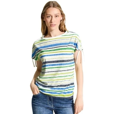 Afbeelding van Cecil Gestreiftes Tshirt print, Dames, Maat: XXL, Weiß
