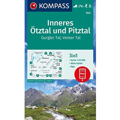 Afbeelding van 042 inneres otztal und pitztal gurgler tal venter tal: 3in1 Wanderkarte mit Aktiv Guide inklusive Karte zur offline Verwendung in der KOMPASS App. Fahrradfahren. Skitouren. Langlaufen.