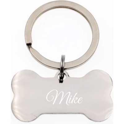 Afbeelding van Sleutelhanger Hondenbot Met Naam Gravering Mike