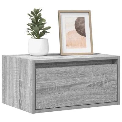 Afbeelding van vidaXL Nachtkastje met LED&#039;s wandgemonteerd grijs sonoma eikenkleurig, nachtkastje, wandkastje, nachttafel, bijzettafel, wandtafeltje, nachttafeltje