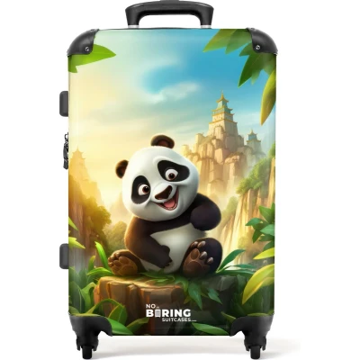 Afbeelding van NoBoringSuitcases.com Grote koffer hardcase Kinderkoffer panda geschikt voor jongens en meisjes Reiskoffer met 4 wielen Trolley op wieltjes 60 liter Rolkoffer groot kinderen Ruimbagage valies 20kg Suitcase large Bagagekoffer tsa slot