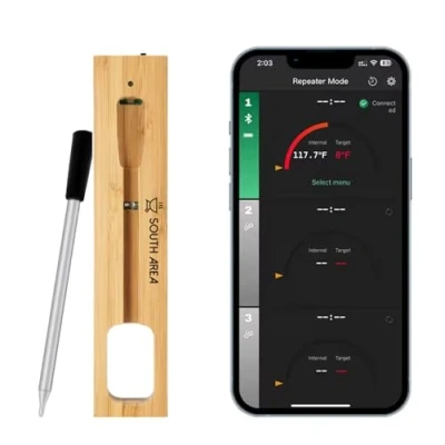 Afbeelding van Intelligente draadloze thermometer voor vlees en grill, met bluetooth, bereik van 100 m, verbeterd design, nauwkeurige temperatuurregeling rookoven, oven BBQ
