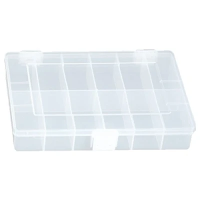 Afbeelding van hünersdorff PP Compact assortimentsdoos met 12 vakken, stabiele sorteerdoos voor schroeven en andere kleine onderdelen, vaste vakindeling, 17 x 25 4,6 cm, transparant
