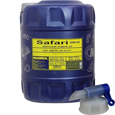 Afbeelding van 20 liter MANNOL motorolie Safari 20W 50 API SL/CF Engine Oil incl. aftapkraan