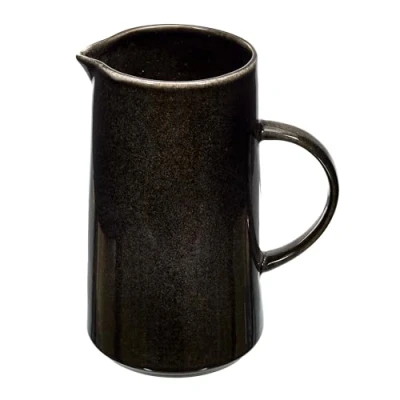 Afbeelding van Home Deco Factory Schenkkan water/wijn karaf Arenka keramiek zwart 1500 ml 11 x 21 cm