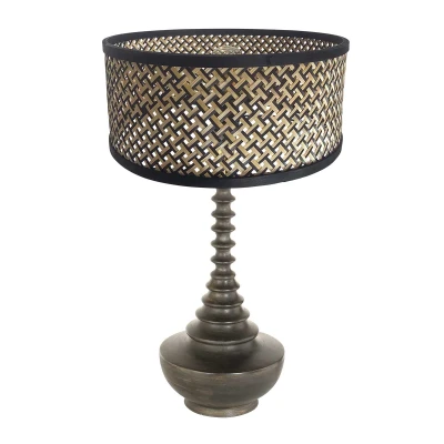 Afbeelding van Anne Lighting tafellamp Bois zwart hout 40 cm E27 fitting 3756ZW