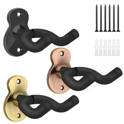 Afbeelding van Yumzeco 3 Packs Gitaar Hanger Wandbevestiging, Stand, Elektrische Wandhanger, Houder Muurbevestiging voor Ukulele Akoestische Klassieke Basgitaar Mandolines Viool