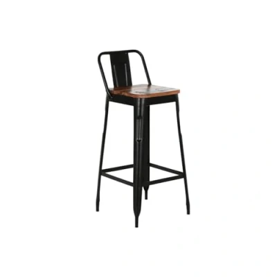 Afbeelding van Kruk Home ESPRIT Zwart Hout Metaal 41 x 38 96 cm