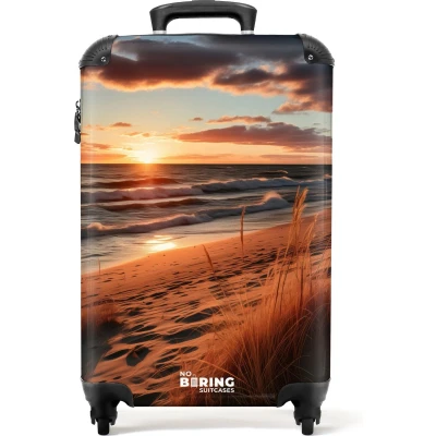 Afbeelding van NoBoringSuitcases.com® Handbagage koffer lichtgewicht Reiskoffer trolley Zee bij zonsondergang Rolkoffer met wieltjes Past binnen 55x40x20 en 55x35x25