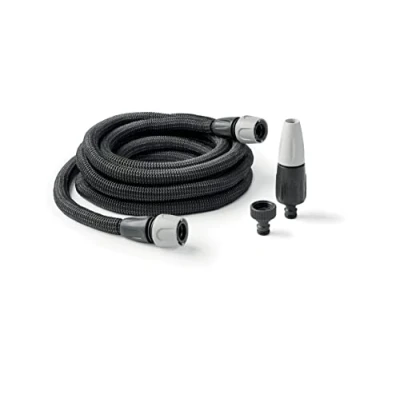 Afbeelding van G.F. SRL, Aquapop Grey Easy 10, 10 m zelfverlengbare slang van stof, gemaakt in Italië, met mini speer en armaturen voor het besproeien tuin balkons, donkergrijs